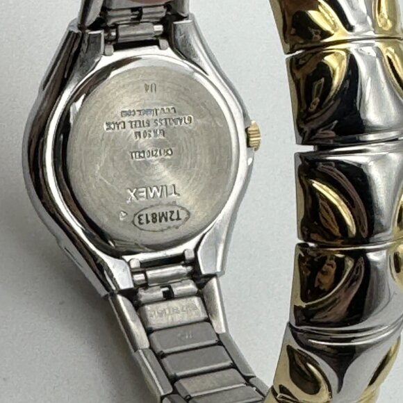 Vintage 1990s TIMEX INDIGLO WATCH Ladies Two Tone Stretch Bracelet Light WR30 - Picture 10 of 10